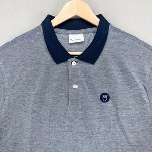 Knowledge Cotton Apparel‎ Polo Shirt Mens XL Grey Ringer Owl Logo Preppy Golf